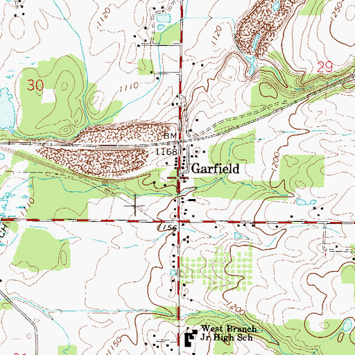 Topographic Map of Garfield Post Office (historical), OH