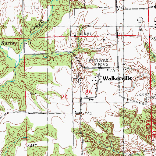 Topographic Map of Walkerville Cemetery, IL