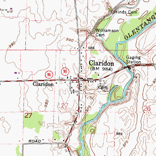 Topographic Map of Claridon Post Office (historical), OH
