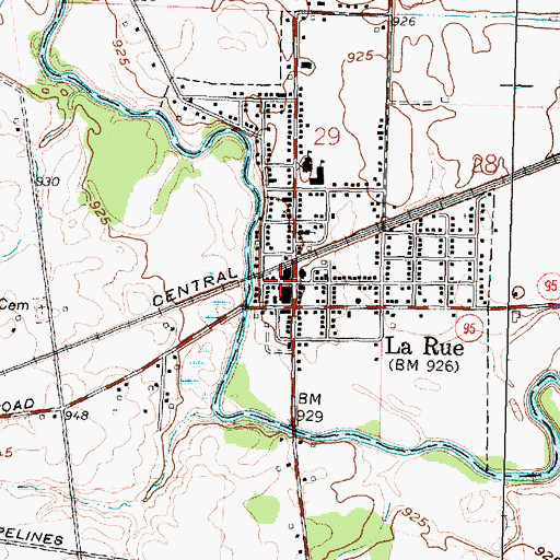 Topographic Map of La Rue Post Office, OH