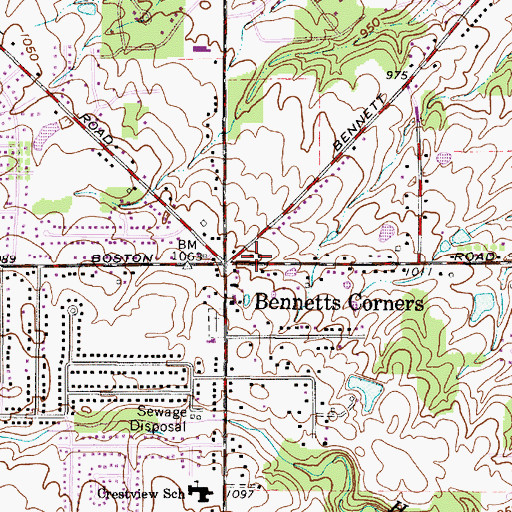Topographic Map of Bennetts Corners Post Office (historical), OH