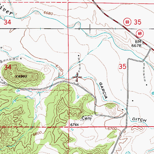 Topographic Map of Garcia Ditch, CO