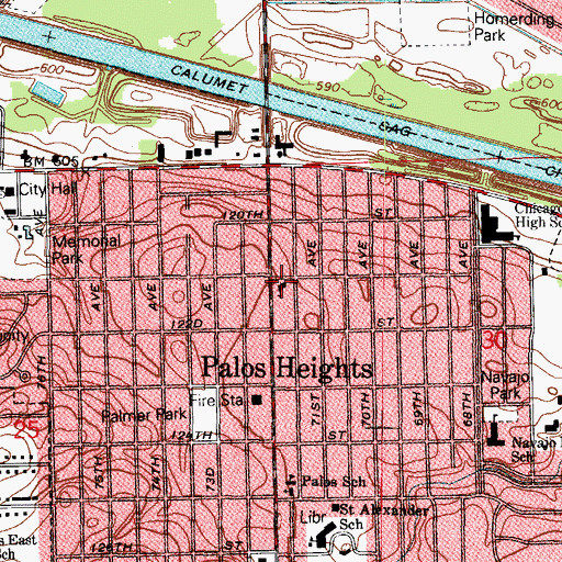 Topographic Map of Palos United Methodist Church, IL