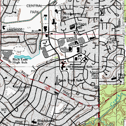 Topographic Map of Saint Irenaeus Church, IL