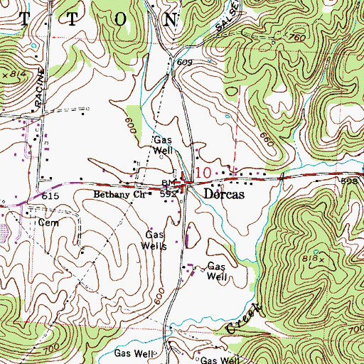 Topographic Map of Dorcas Post Office (historical), OH