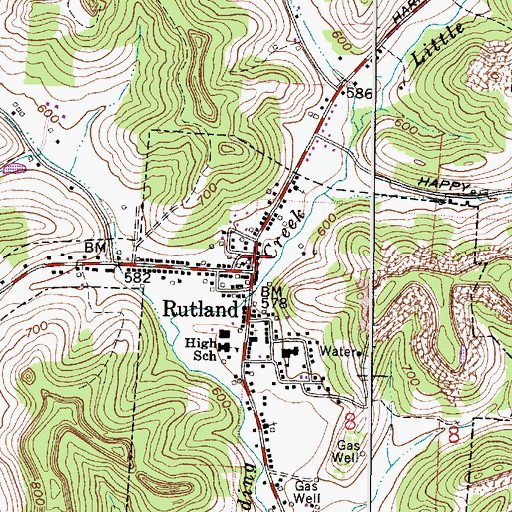 Topographic Map of Rutland Post Office, OH