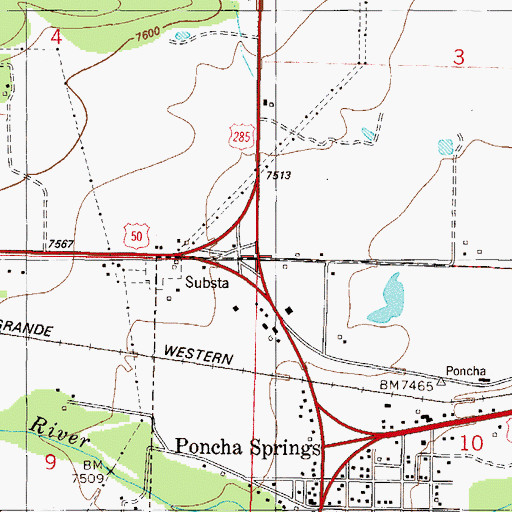 Topographic Map of Cross Roads Baptist Church, CO