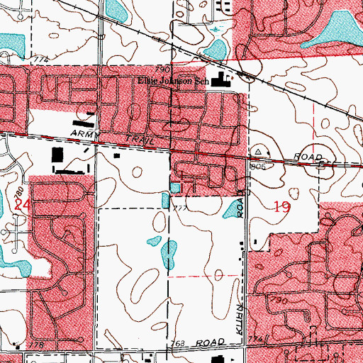 Topographic Map of Hidden Pond Park, IL