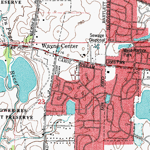 Topographic Map of Spring Trail Elementary School, IL
