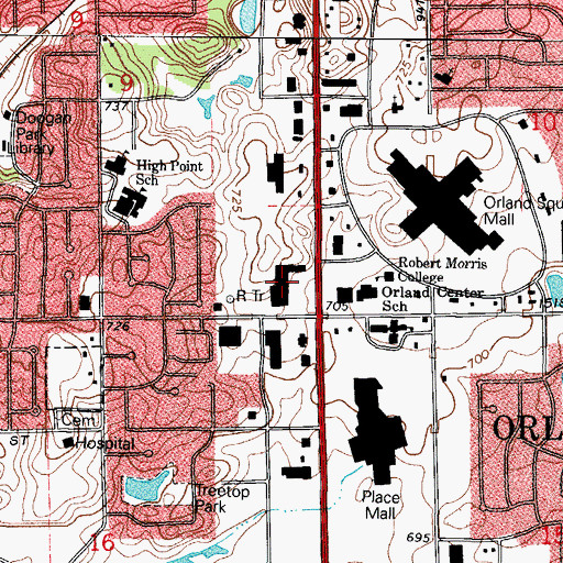 Topographic Map of Orland Greens Shopping Center, IL