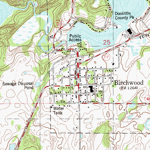 Topographic Map of Birchwood Post Office, WI