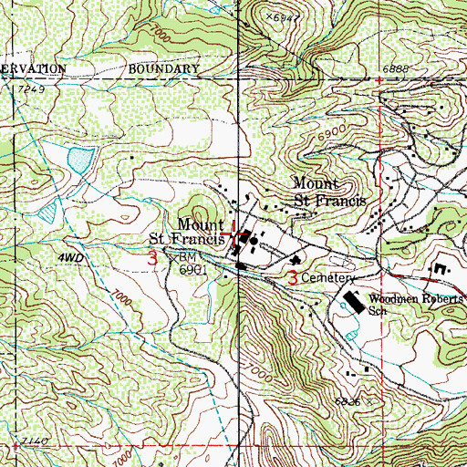 Topographic Map of Mount Saint Francis, CO
