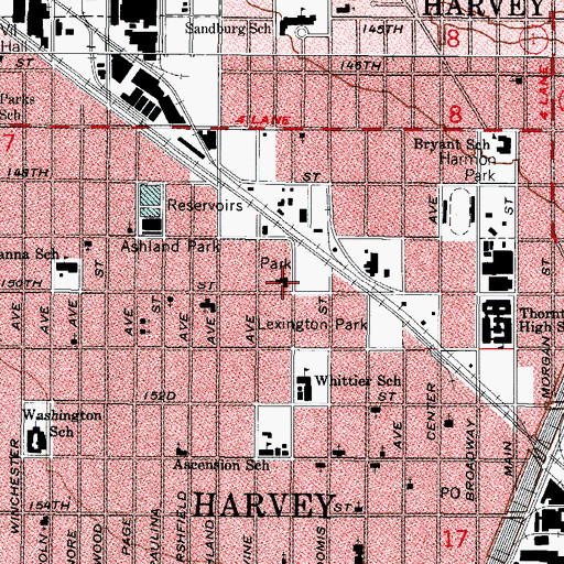 Topographic Map of First Lutheran Church of Harvey, IL