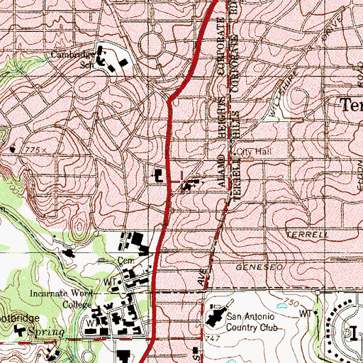 Topographic Map of Saint Peters Catholic Church, TX