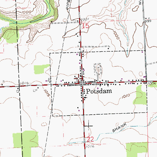 Topographic Map of Potsdam Post Office, OH