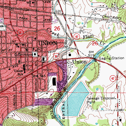 Topographic Map of Scenic Regional Library - Union Branch, MO