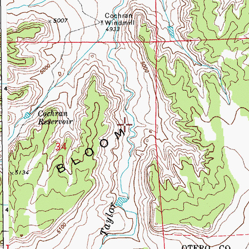 Topographic Map of Bloom Hills, CO
