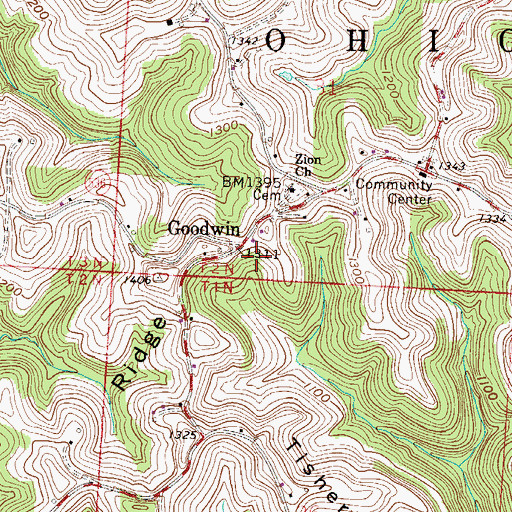 Topographic Map of Goodwin Post Office (historical), OH
