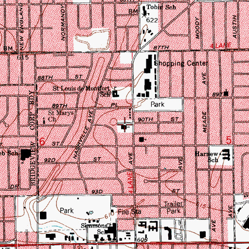 Topographic Map of Oak Lawn Community Church, IL