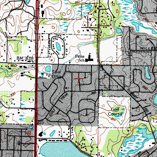 Topographic Map of The Woodland, IL