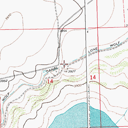 Topographic Map of Lone Wolf Canal, CO