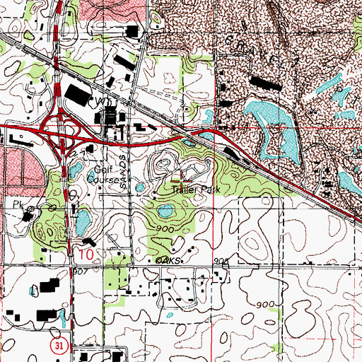 Topographic Map of Oakbrook Estates Mobile Home Park, IL