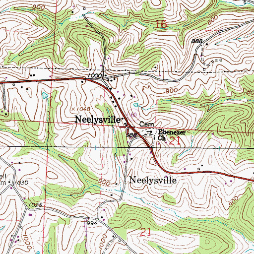 Topographic Map of Neelysville Post Office (historical), OH