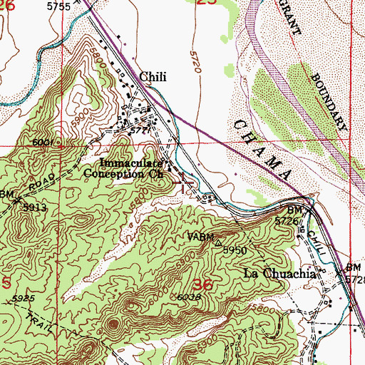 Topographic Map of Chili Ditch, NM