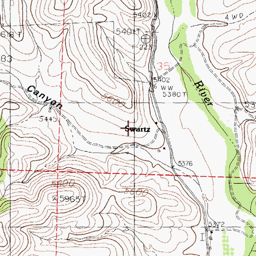 Topographic Map of Swartz, NM
