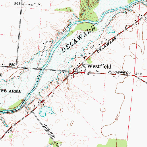 Topographic Map of Westfield Post Office (historical), OH