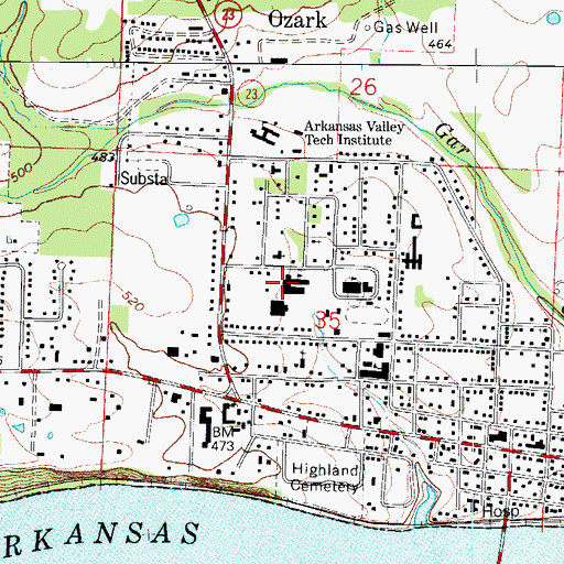 Topographic Map of Elgin B Milton Elementary School, AR