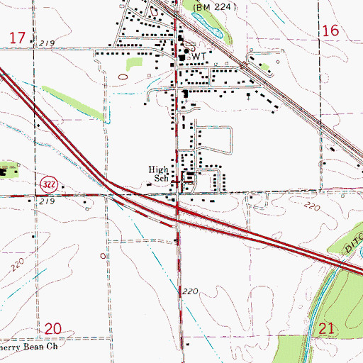 Topographic Map of Tyronza Elementary School, AR