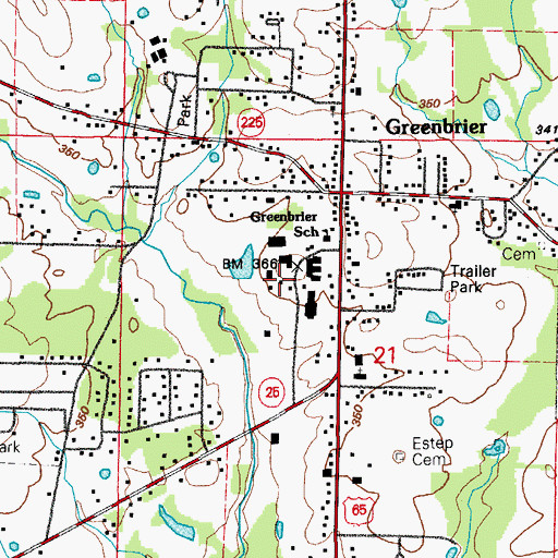 Topographic Map of Greenbrier Junior High School, AR