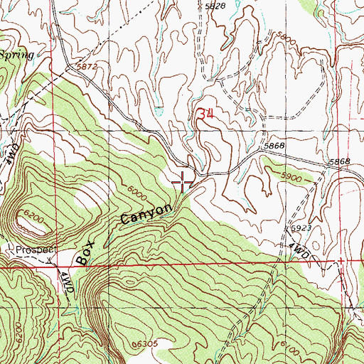 Topographic Map of Box Canyon, CO