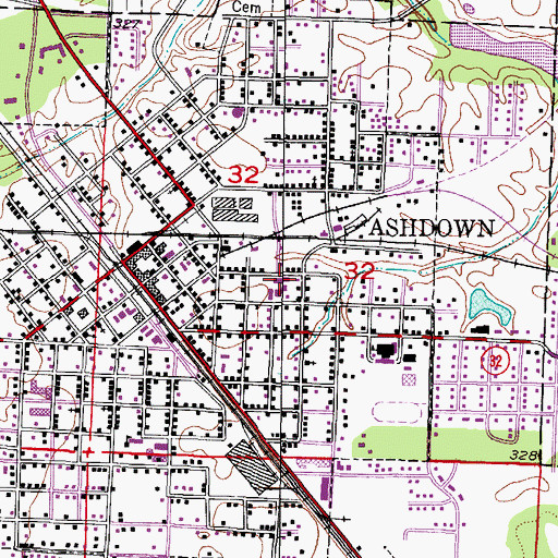 Topographic Map of L F Henderson Intermediate School, AR