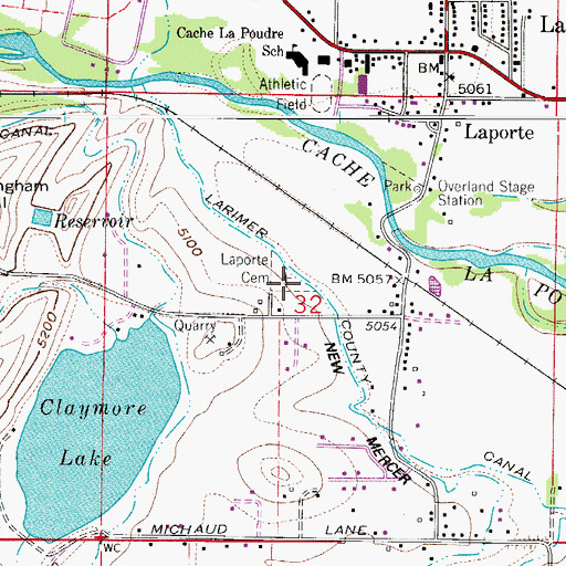 Topographic Map of Laporte Cemetery, CO