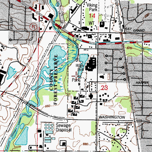 Topographic Map of Gowe Park, IL