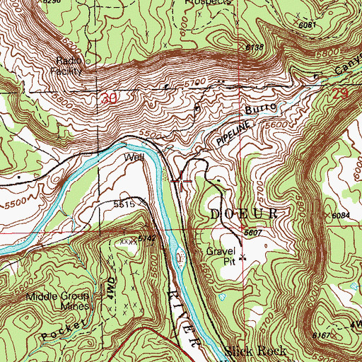 Topographic Map of Slick Rock, CO