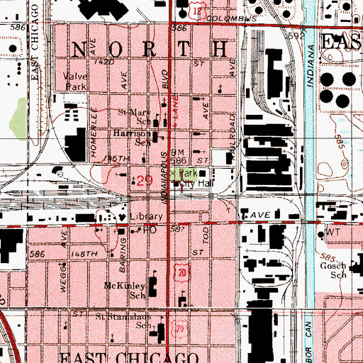 Topographic Map of East Chicago Fire Station Number 2, IN