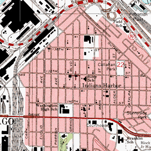 Topographic Map of First Baptist Church, IN