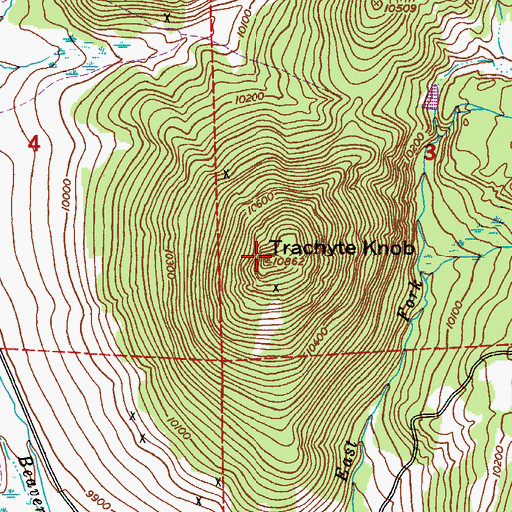 Topographic Map of Trachyte Knob, CO