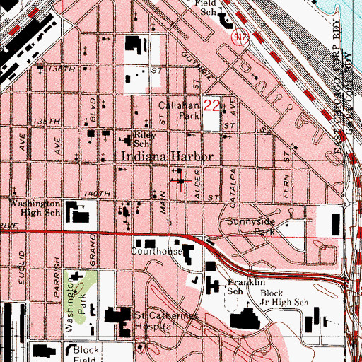 Topographic Map of Indiana Harbor Catholic Elementary School, IN