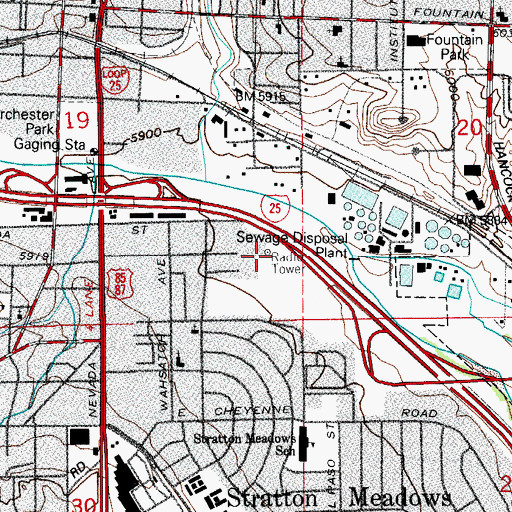 Topographic Map of KVOR-AM (Colorado Springs), CO