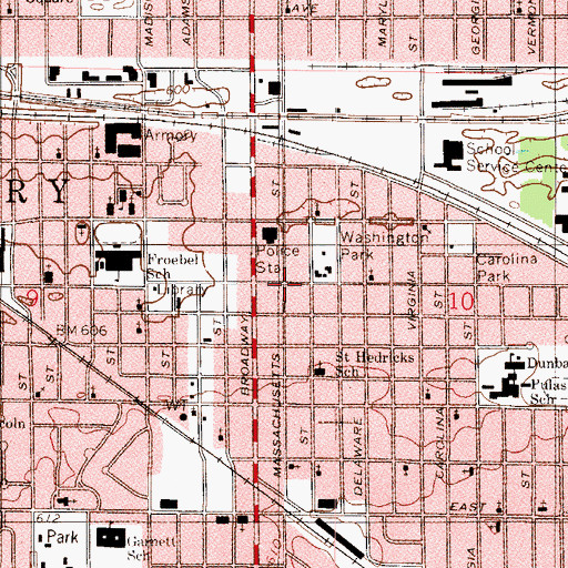Topographic Map of John Stewart Memorial Settlement House, IN