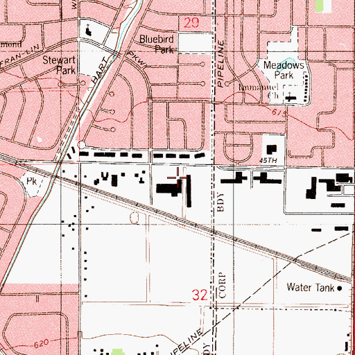 Topographic Map of Eastwood Mall Shopping Center, IN
