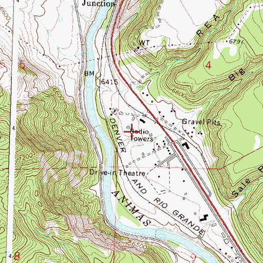 Topographic Map of KIUP-AM (Durango), CO