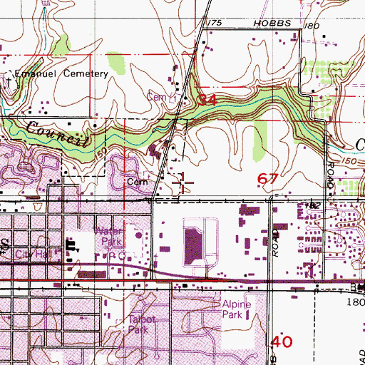 Topographic Map of Hembre City Park, OR