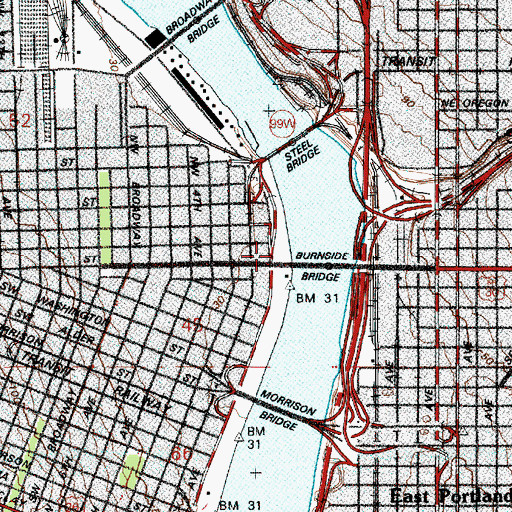 Topographic Map of Japanese American Historical Plaza, OR