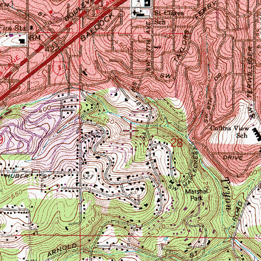 Topographic Map of Jensen Natural Area, OR