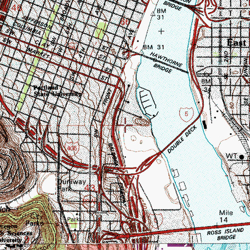 Topographic Map of South Waterfront City Park, OR